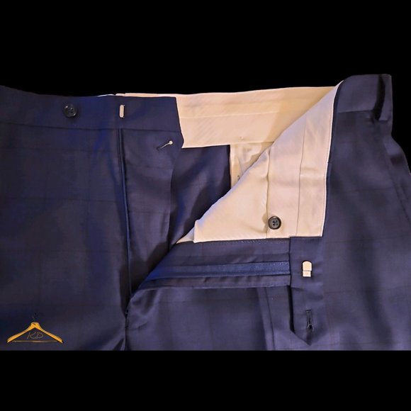 Jos. A. Bank Suit - 50R/45, Blue Windowpane Plaid, NWT - Picture 12 of 16